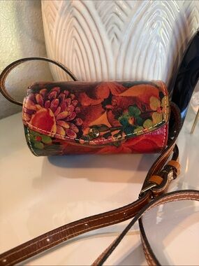Patricia Nash Red Floral Leather Crossbody